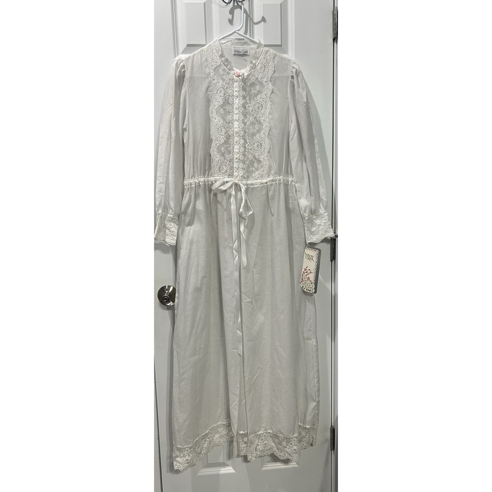 NWT Vtg Willow Creek Lace Trimmed Night Robe Size S White Feminine Cottagecore